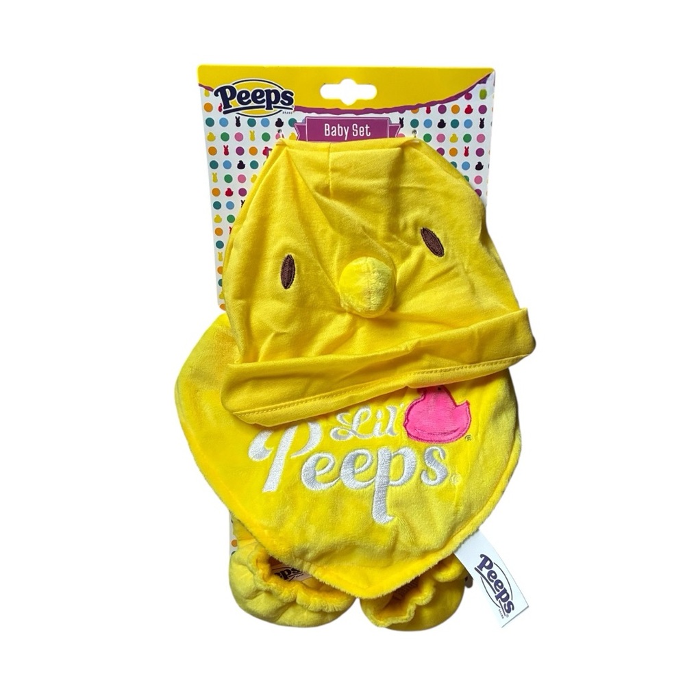 Peeps Yellow Baby Matching Set - Chick Hat, Booties & Bib